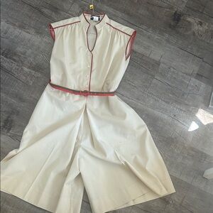 Vintage the Texas traveler Cream Sleeveless Jumpsuit with Red Accents